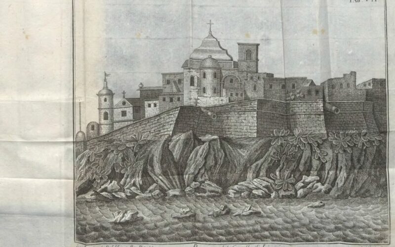 La storia di Lipari dalle origini a oggi — File:Viaggi alle Due Sicilie e in alcune parti dell'Appennino, vol. 2, 1792 - BEIC IE6332532 Prospetto del castello di Lipari.jpg