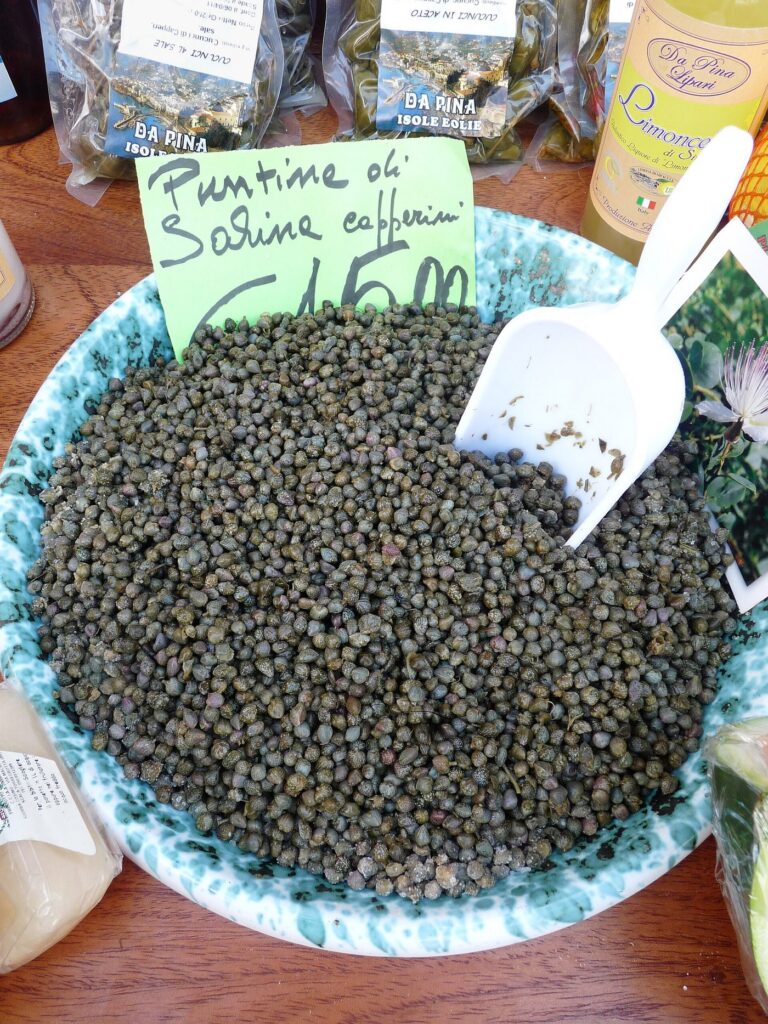 Capperi delle Eolie: storia, raccolta e uso in cucina — Puntini (petites câpres) de Salina (îles Eoliennes, Sicile)